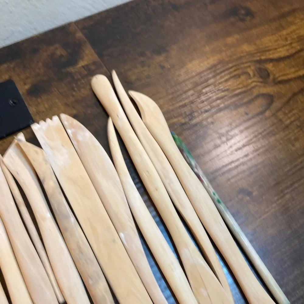 36 Piece Wooden Pottery Clay Sculpting Modeling Tool Set Lot Artisan Ceramics